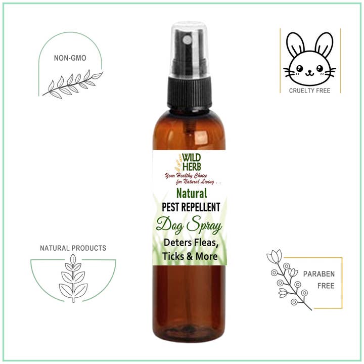 Dog Pest Control Spray Keep Bugs Off Pet: Fleas Ticks & More for wholesale by Wild Herb Soap Co