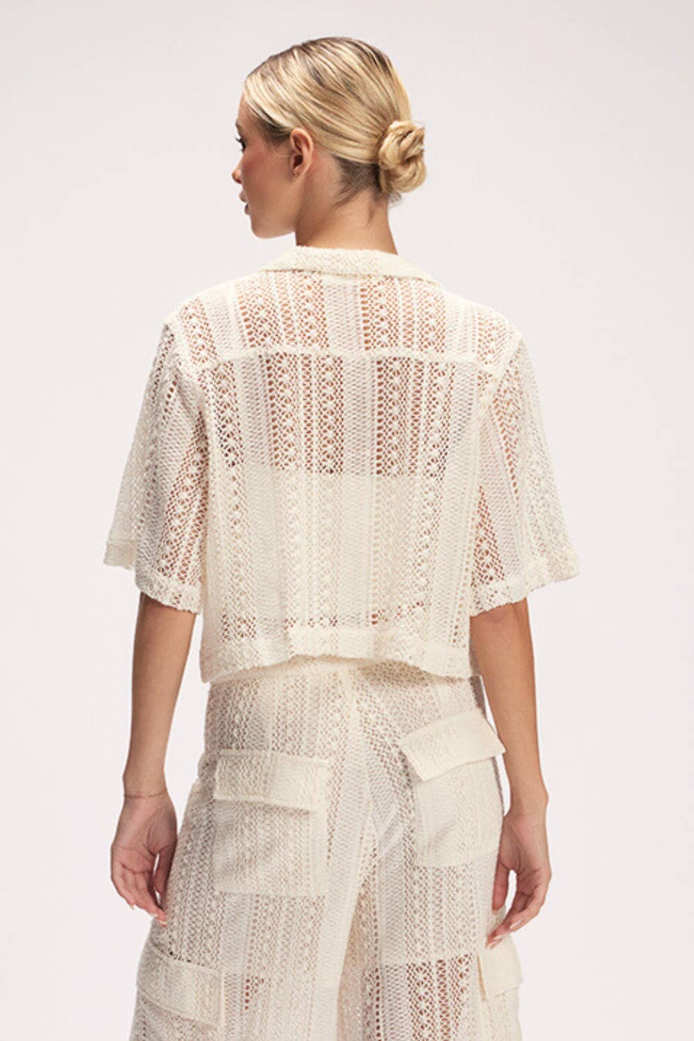 CRÈME Haut court en crochet chic et tendance pour l'été - TI6274FO en vente sur Faire20