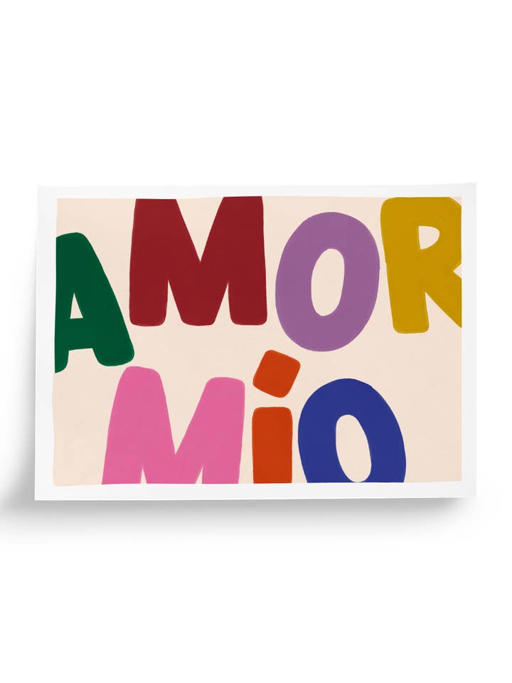 Art Print A4 – AMOR MIO – Colorful Graphic Illustration for wholesale by Taxi Brousse