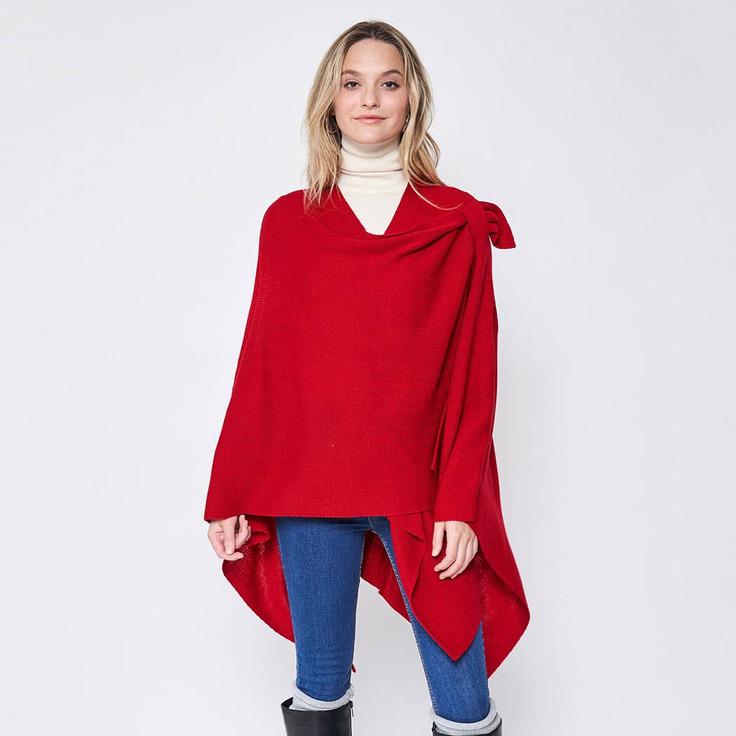 Fashion City - Wholesale Poncho - Women's - Solid Ruana with Shoulder Strap22