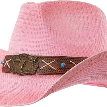 Västerländsk Outback Cowboyhatt Herr Dam Stil Klassisk Strå Västerländsk Cowgirlhatt Rosa för wholesale av grinderPUNCH