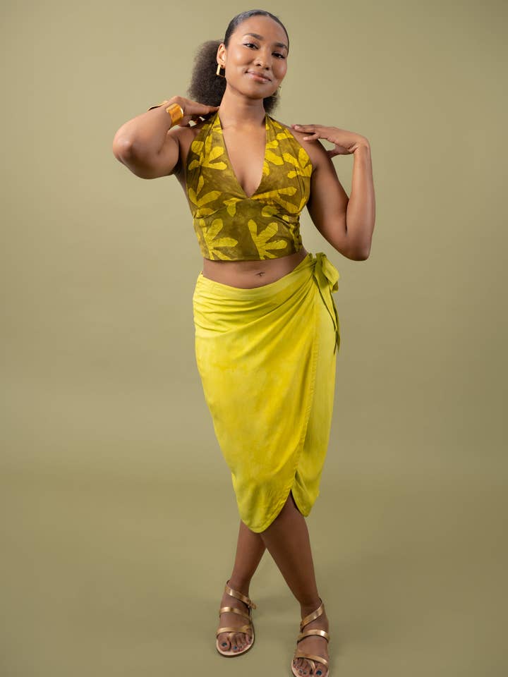 Wrap Skirt - Chartreuse for wholesale by GEOMETRIC