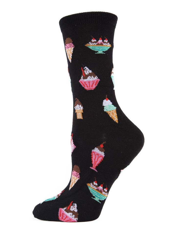 Infinity Classics International Inc. - Wholesale Socks - Women's - MeMoi Ice Cream Sundae Bamboo Crew Novelty Socks