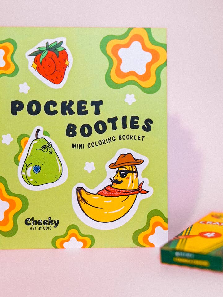 Pocket Booties Mini Coloring Booklet for wholesale by Cheeky Art Studio
