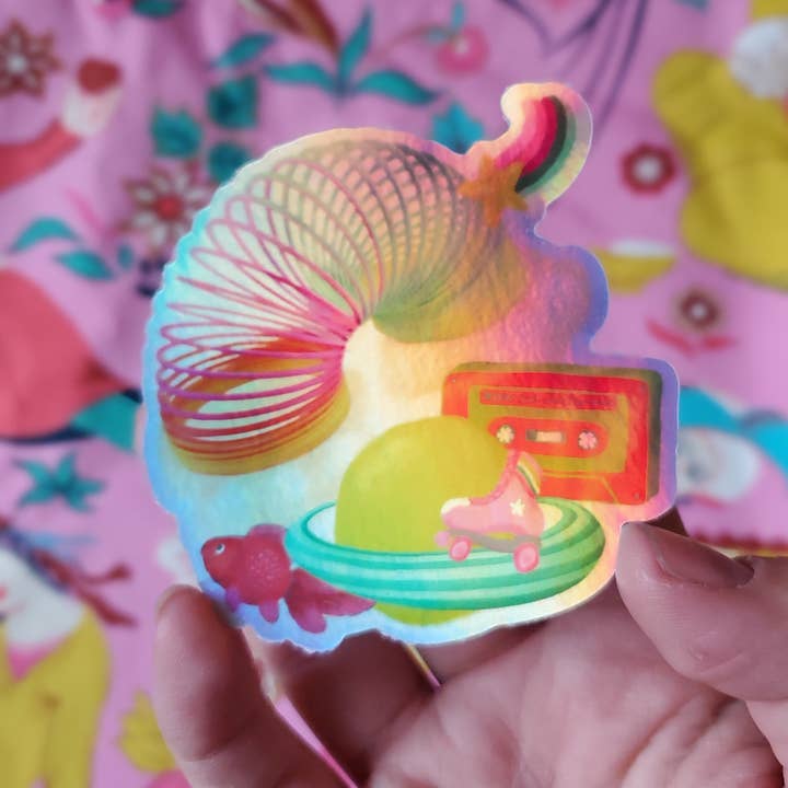90's Slinkey Holographic Sticker for wholesale by Lou's Hues