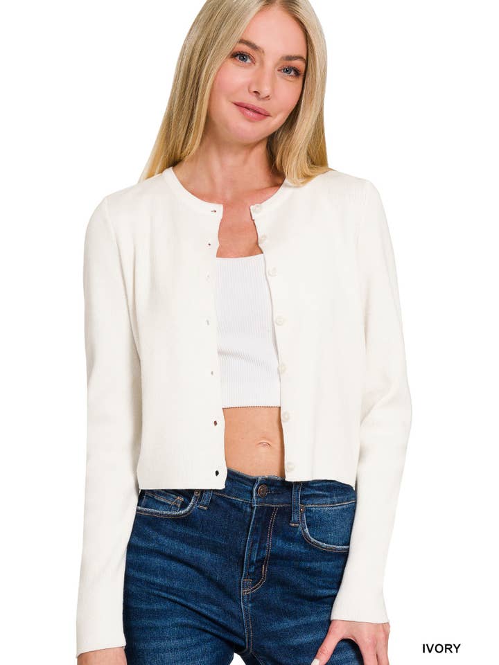 Vanilla Monkey - Wholesale Cardigan - Women's - 7 Button Crewneck Long Sleeve Cardigan