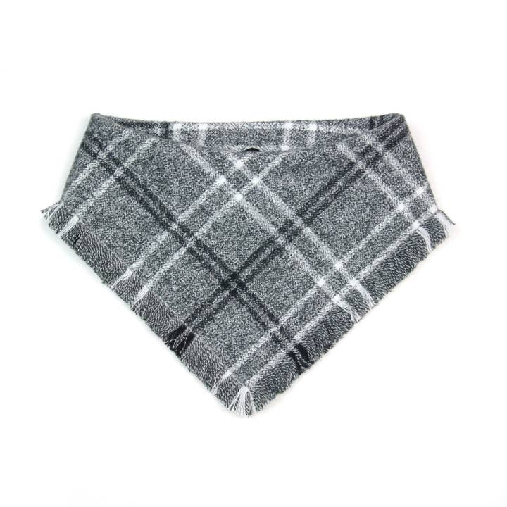 Grey Pepper Flannel Plaid Pet Bandana for wholesale by Dusidog