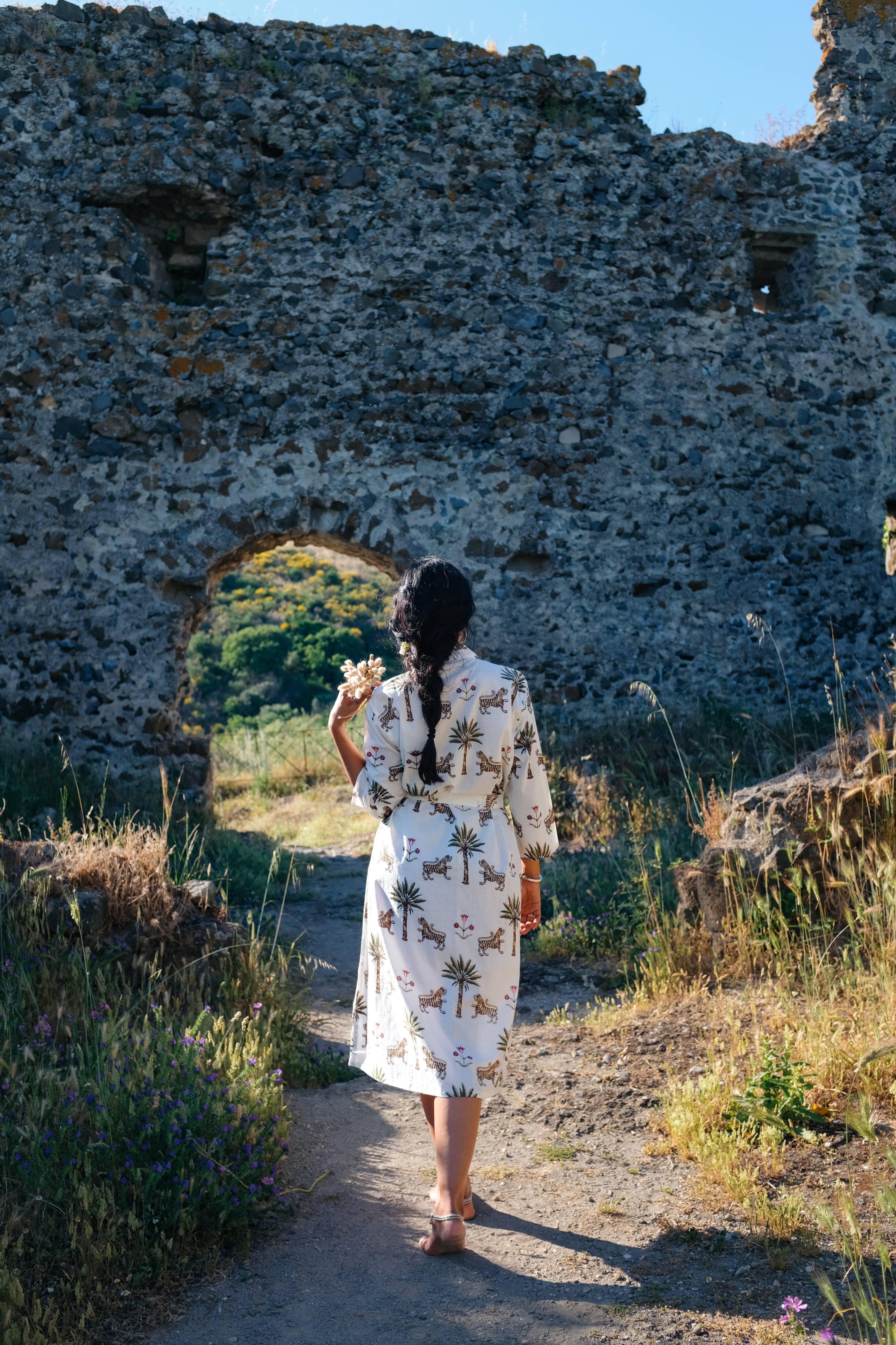 Devi Shop - Wholesale Robe - Women's - Cotton Block Print Robe ~ Tiger & Palm7