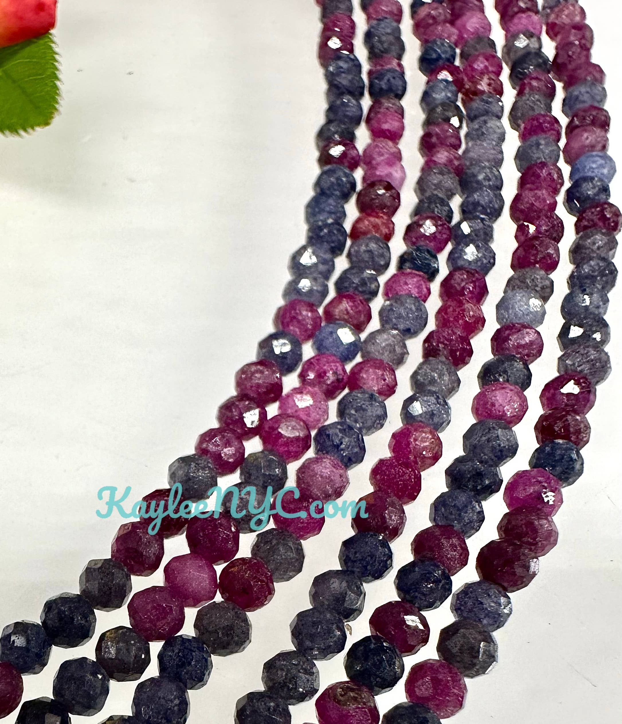 KayleeNYC - Wholesale Beaded/Pearl Necklace - 3mm Natural Ruby & Sapphire Necklaces Crystal1