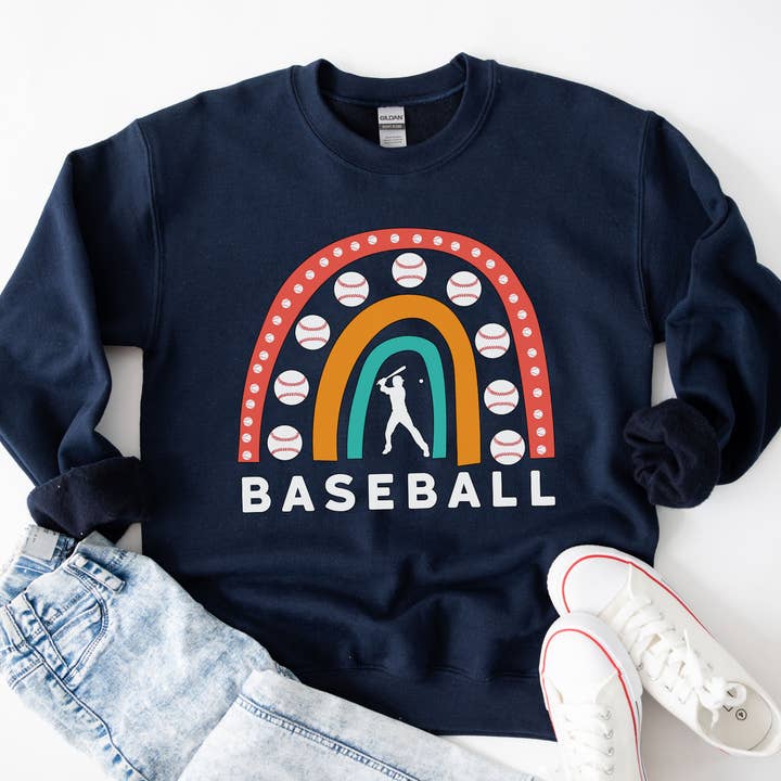 Vivtrek - Wholesale Graphic Sweatshirt - Unisex - Vintage Boho Rainbow Baseball Player Mom Gift T-Shit
