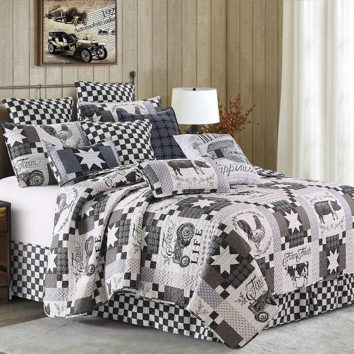 Duke Imports - Wholesale Bedding Set - "Farm Life" 3-Piece Designer Quilt Set