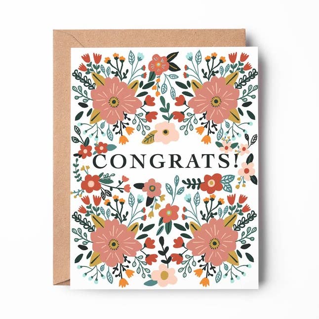 Floral Congratulations Card for wholesale by S Pogas Art