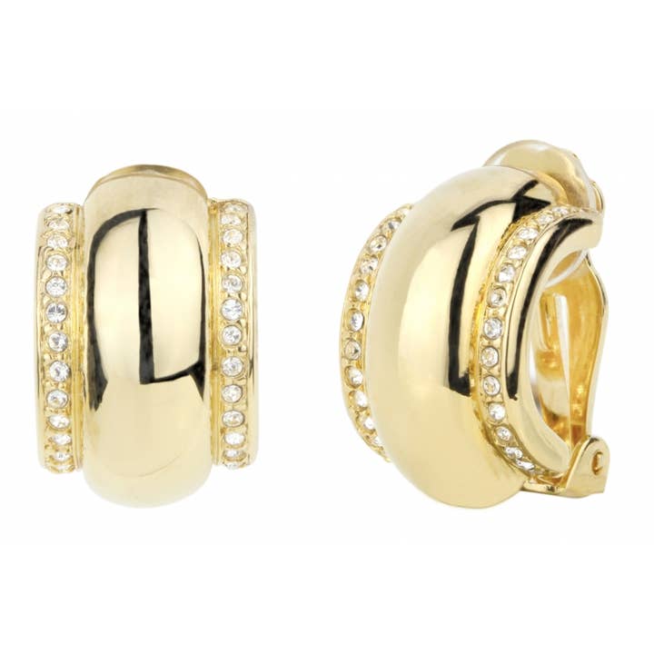 Traveller clip-on örhängen - förgyllda med kristaller för wholesale av Hollander Jewels B.V.