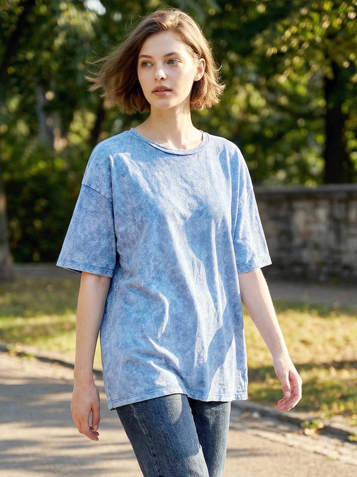 `.Washed Cotton Oversized Tee for wholesale by 42POPS
