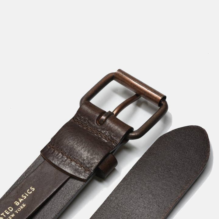 Curated Basics - Wholesale Belt - Men's - Dark Brown Leather with Copper Buckle Belt