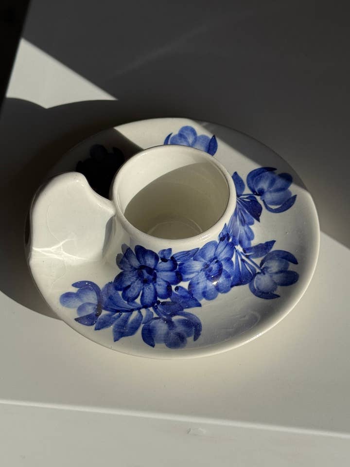 Porta-ovos pintado à mão azul e branco vintage Polónia D13 por atacado de Office Objets