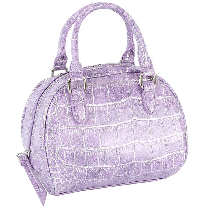 CROC TEXTURE HANDLE ZIPPER SATCHEL BAG, LH 118 Z for wholesale by JOIA ACCESSORIES