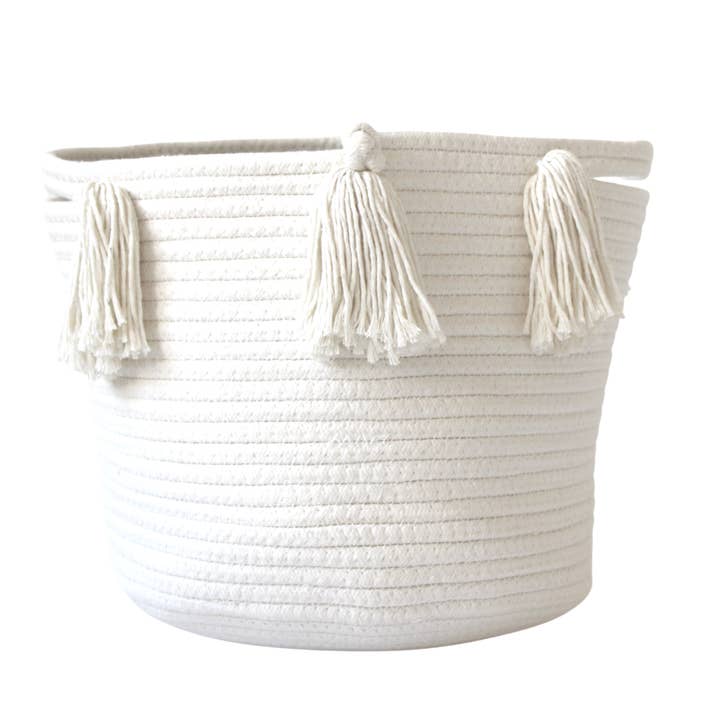 Natural Tassel Basket - Medium for wholesale by Twig and Tassel