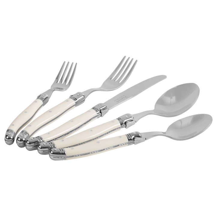 French Home – Engroshandel Bestiksæt – Laguiole Connoisseur 18/10 rustfrit stål elfenben bestik