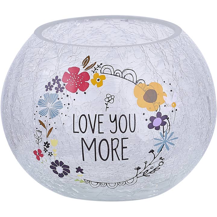 Love You - 5" Crackled Glass Votive Holder for wholesale by Pavilion