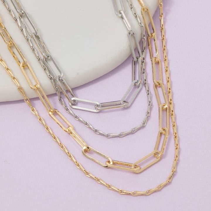 Two Row Chain Link Chain Necklace for wholesale by The Looks by Fame Accessories