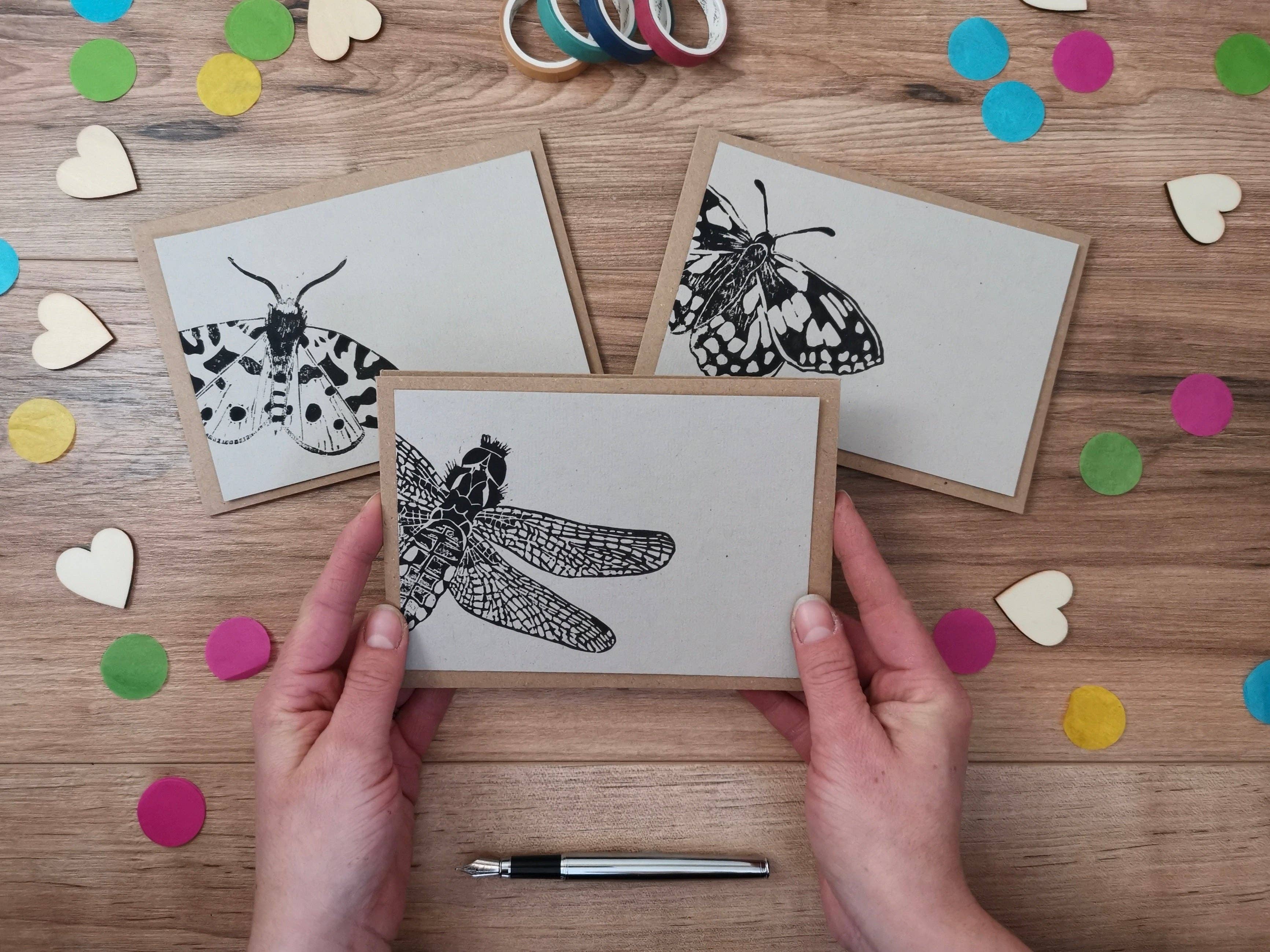 Jackdaw and Bear - Wholesale Stationery/Notecard Set - Insect notecards, a6 notelets5