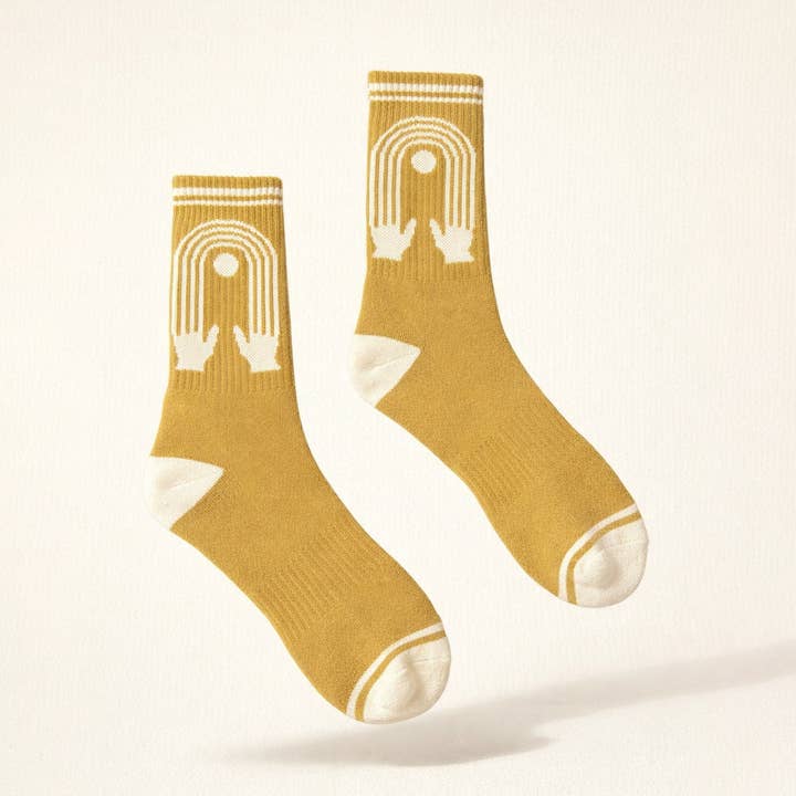 ‘Arching Hands’ Socks for wholesale by Real Fun, Wow!