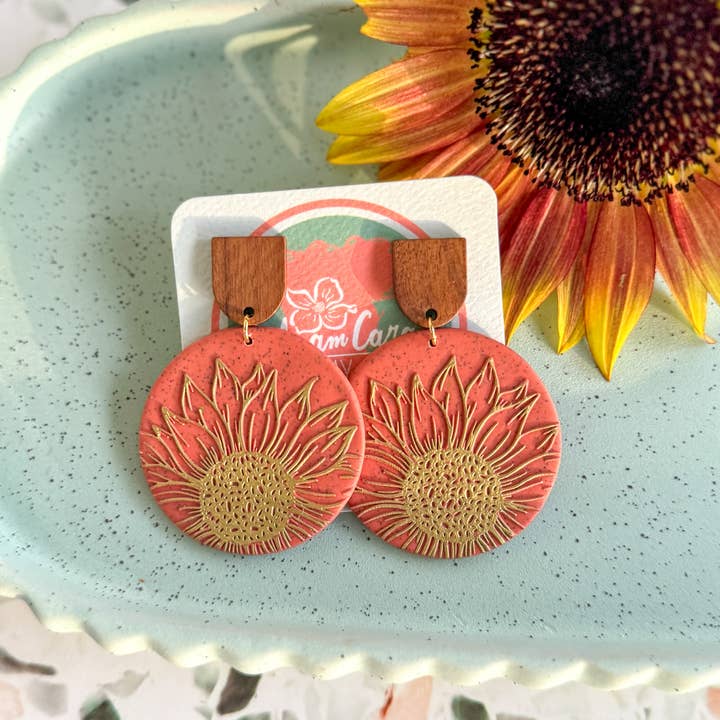 Anam Cara Clay Goods - Wholesale Dangle Earrings - Sunflower Edge Drops Polymer Clay Earrings6