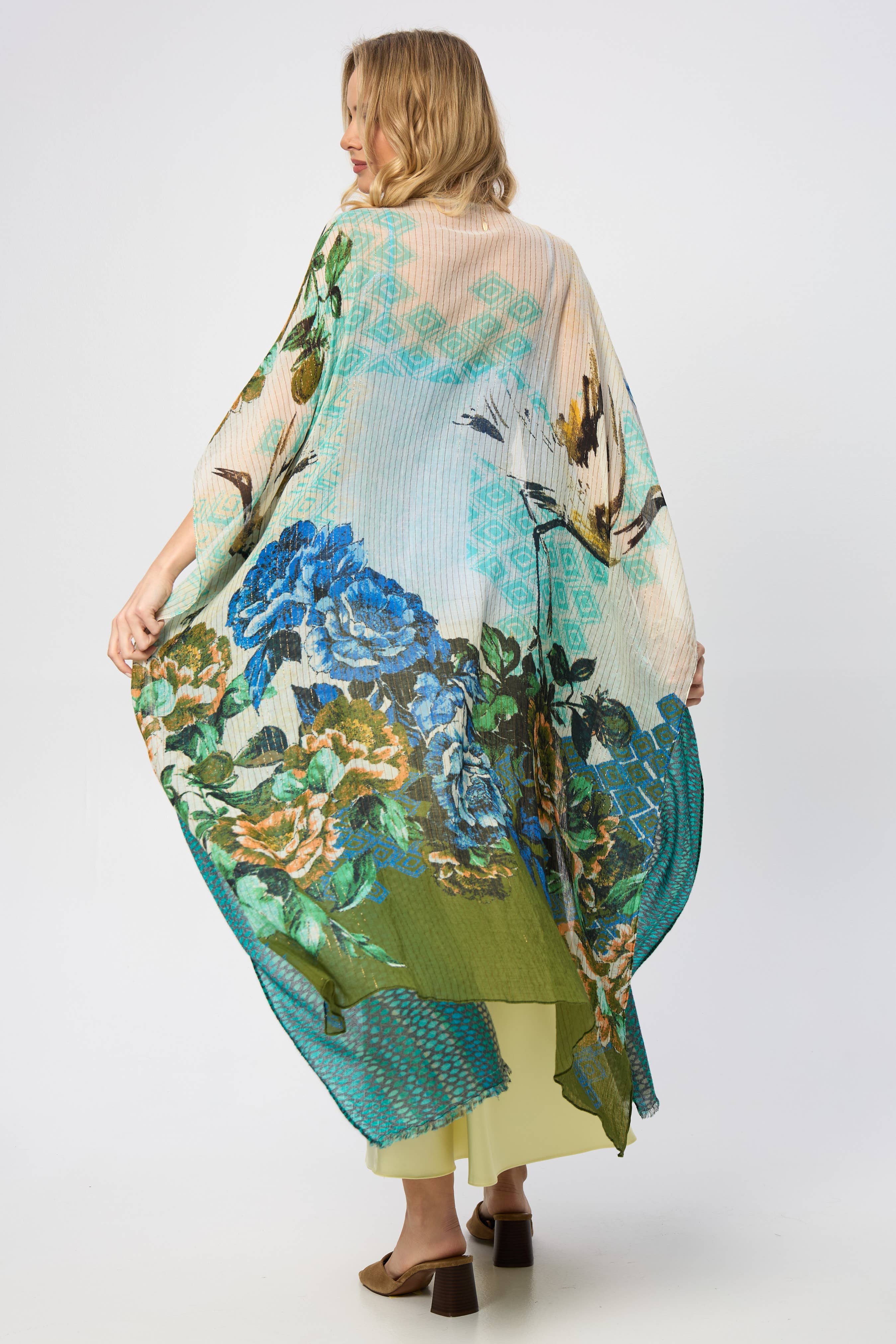 SAACHI - Wholesale Kimono - Dames - Kimono met glinsterende bloemenprint3