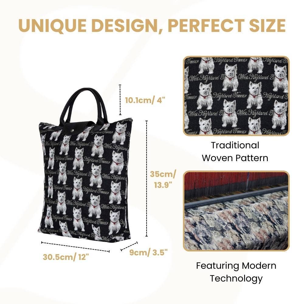 SignareArt - Wholesale Grocery/Shopping Bag - FDAW-WES | WESTIE DOG FOLDAWAY GROCERY BAG2