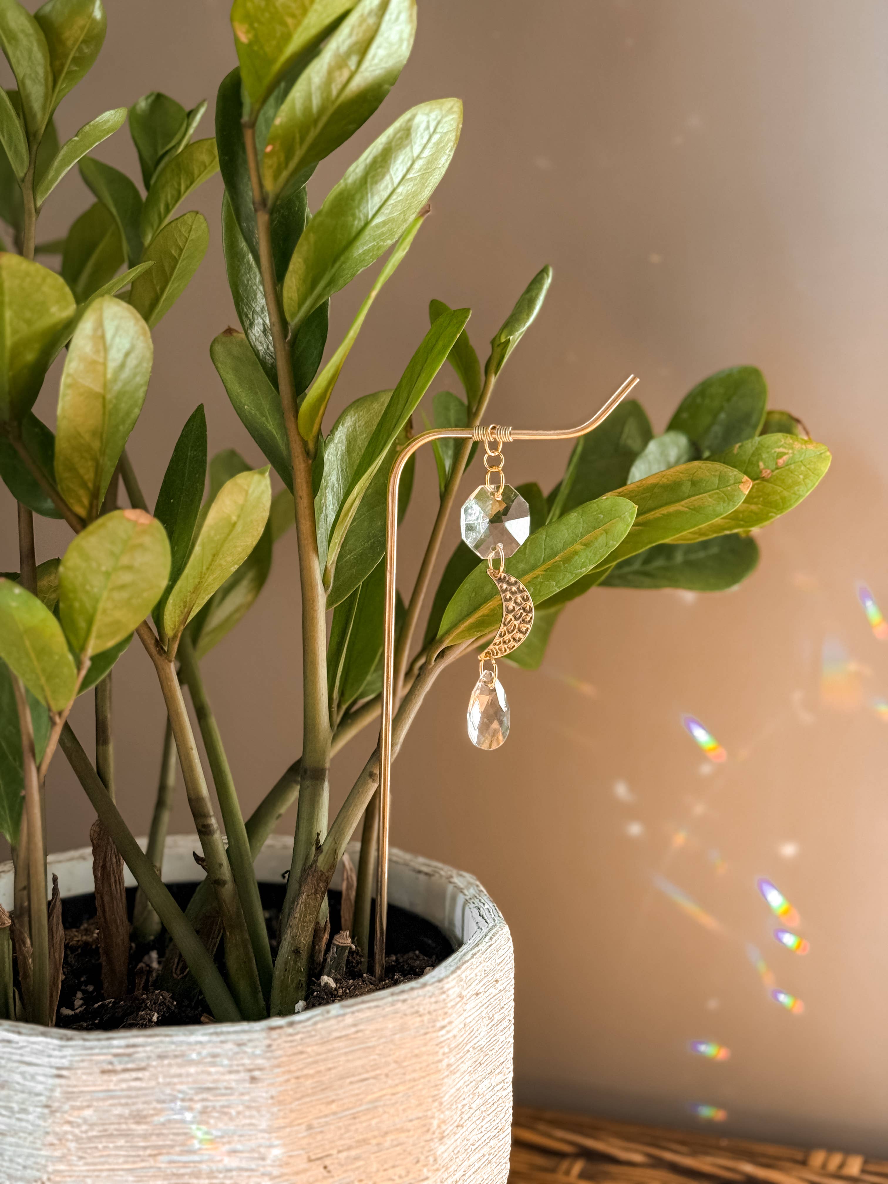 Meraki The Studio Co. - Wholesale Garden/Lawn Stake - Plant Stake | Suncatcher + Moon Charm | Sunlight Reflector