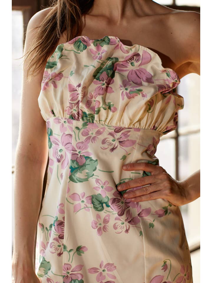 WHITE PINK Lila Mini Romantic Whimsical Dress MD3206-WHITE for wholesale on Faire2