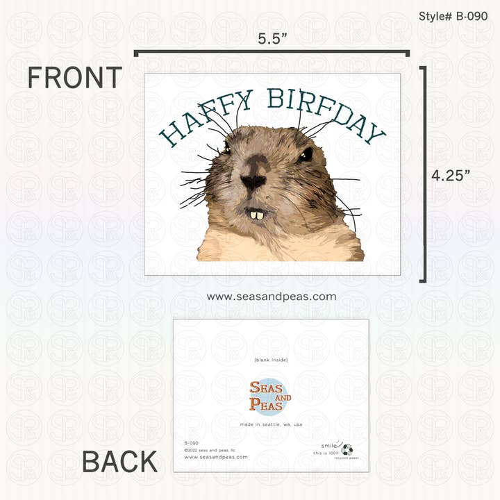 Seas and Peas, LLC - Wholesale Birthday Card - Haffy Birfday Gopher Birthday Card2