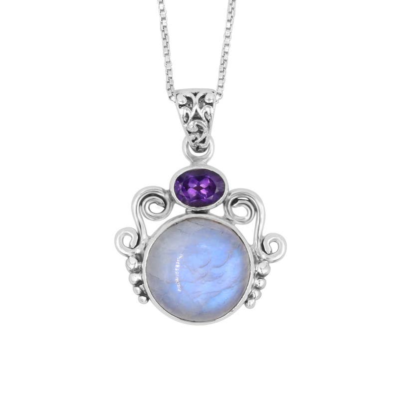Jay Jools - Wholesale Pendant/Charm Necklace - Rainbow Moonstone Chain Pendant 925 Sterling Silver Jewelry0