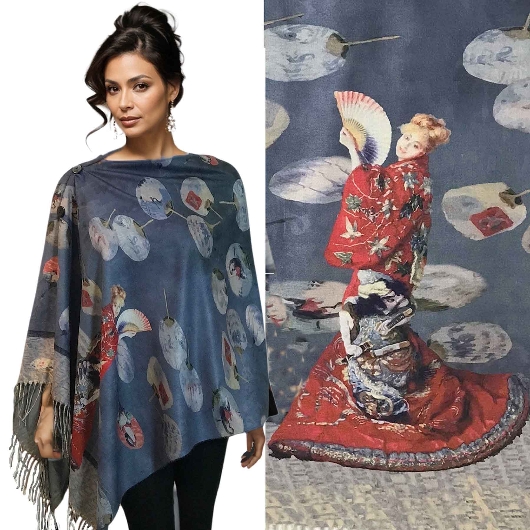 The Magic Scarf Company - Wholesale Wrap - Women's - 3180 - Sueded Art Design Button Shawls 24