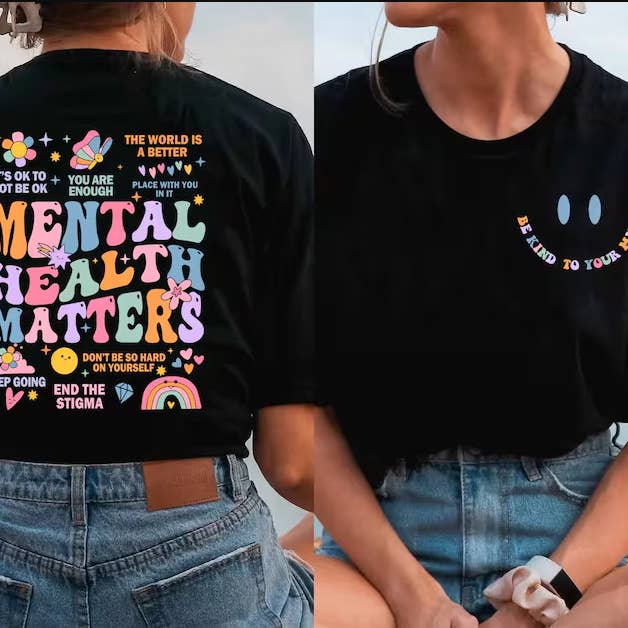 Cash & Drix Wholesale - Wholesale T-Shirt (Graphic) - Women's - Mental Health Matters - Be Kind To Your Mind - Tee0