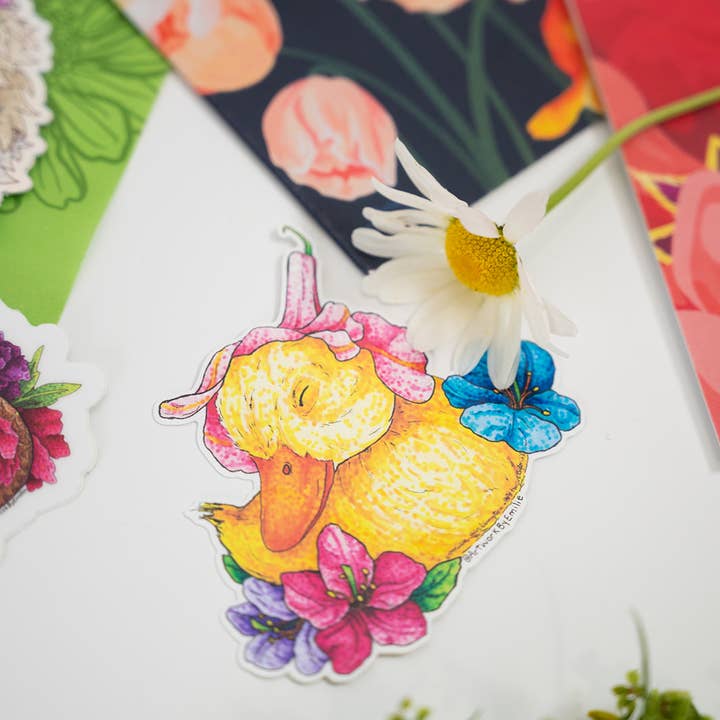 Cozy Duckling Aufkleber für den Großhandel von Artwork By Emilie
