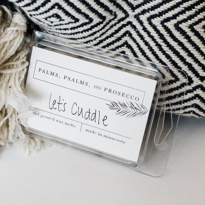 Let's Cuddle Wax Melts for wholesale by Palms, Psalms, & Prosecco