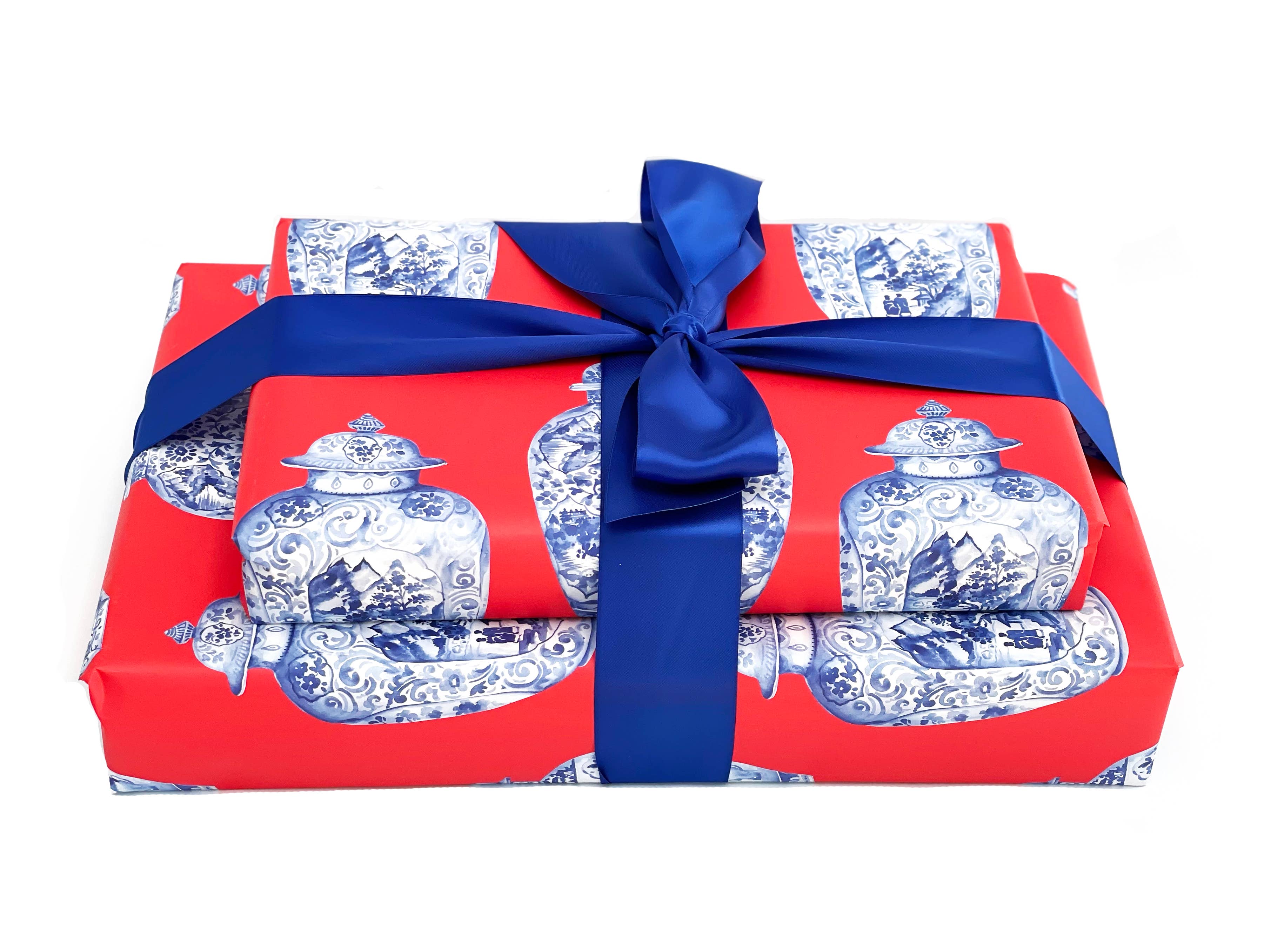 JOSIL Paperie & Gift – wholesale Wrapping paper roll – Red Ginger Jar Gift Wrap – Blue & White Chinoiserie Paper1