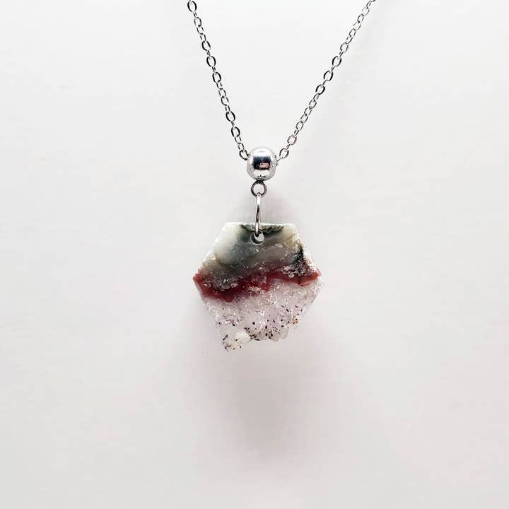 One of a Kind Amethyst Druzy & Stainless Necklace for wholesale by Covaly Artisan Jewelry