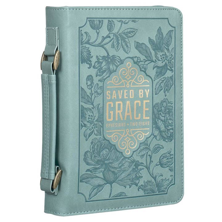 Christian Art Gifts - Wholesale Bible Cover - Bible Cover Fashion Teal Saved by Grace Eph. 2:82