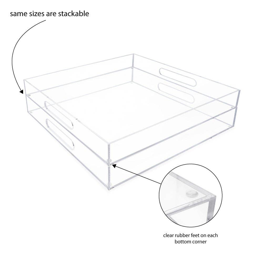 Clair Plateau de service transparent en acrylique avec poignées découpées Isaac Jacobs en vente sur Faire22