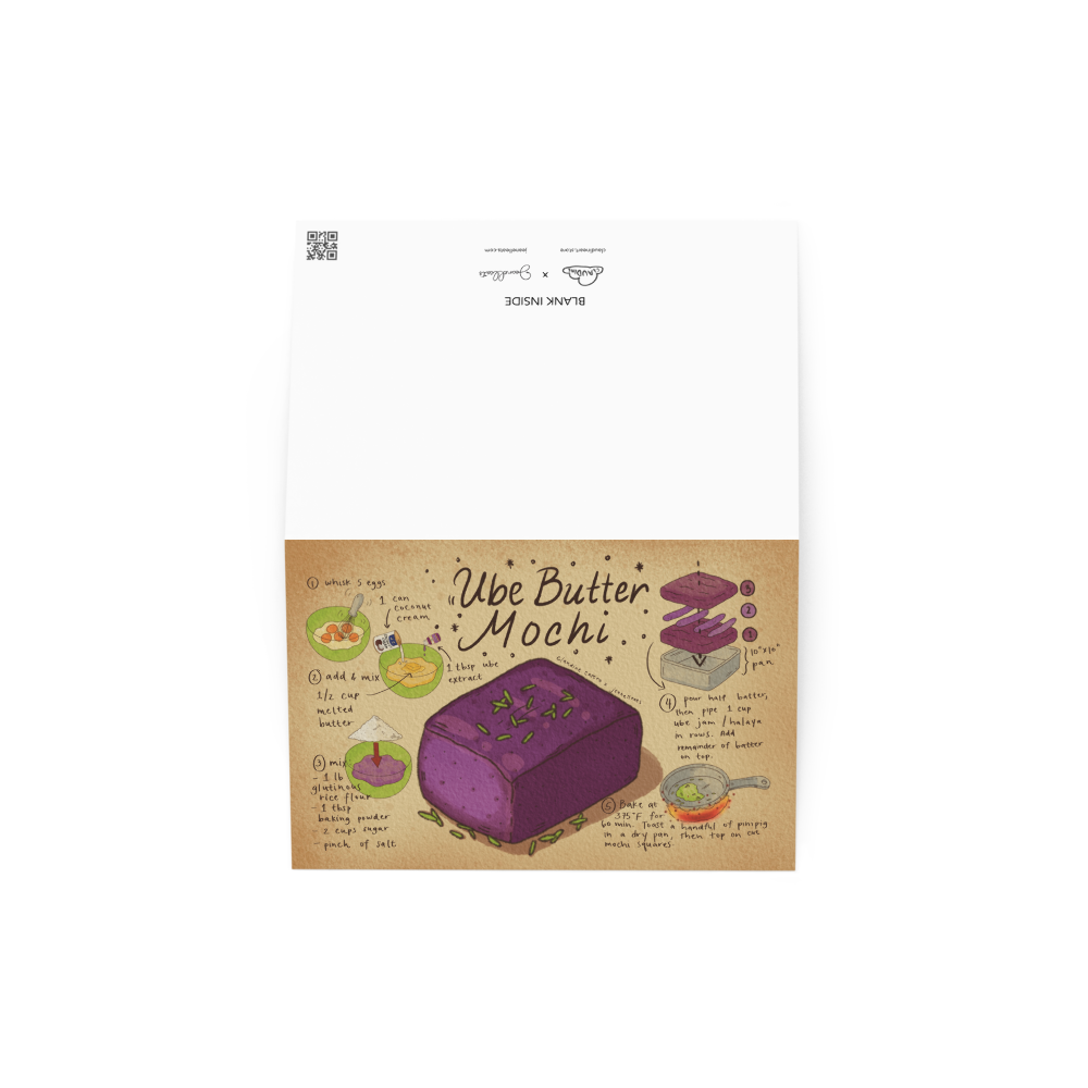 Claudine Castro Art - Wholesale Everyday Greeting Card - Ube Butter Mochi Recipe Blank Greeting Card1