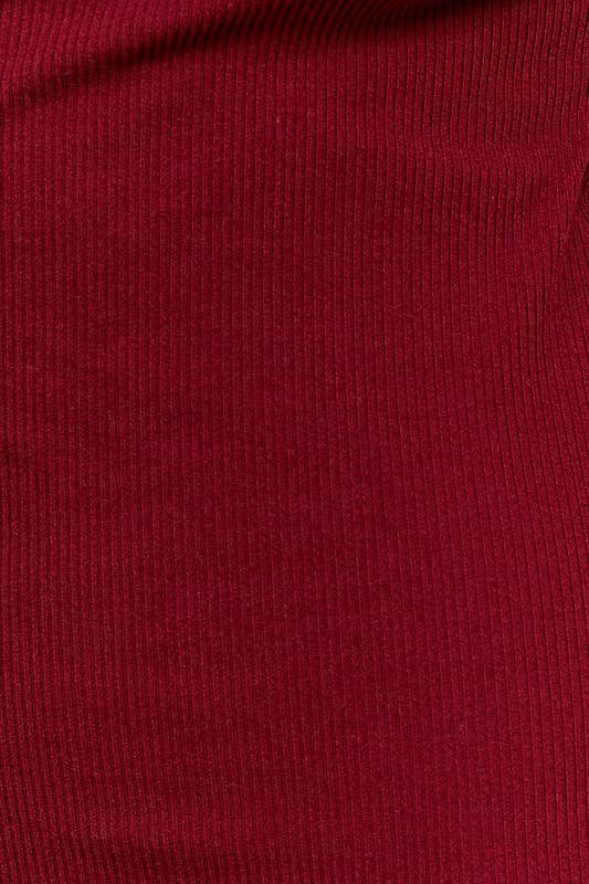Burgundy LONG SLEEVE WRAP SIDE SHIRRING BODYSUIT for wholesale on Faire7