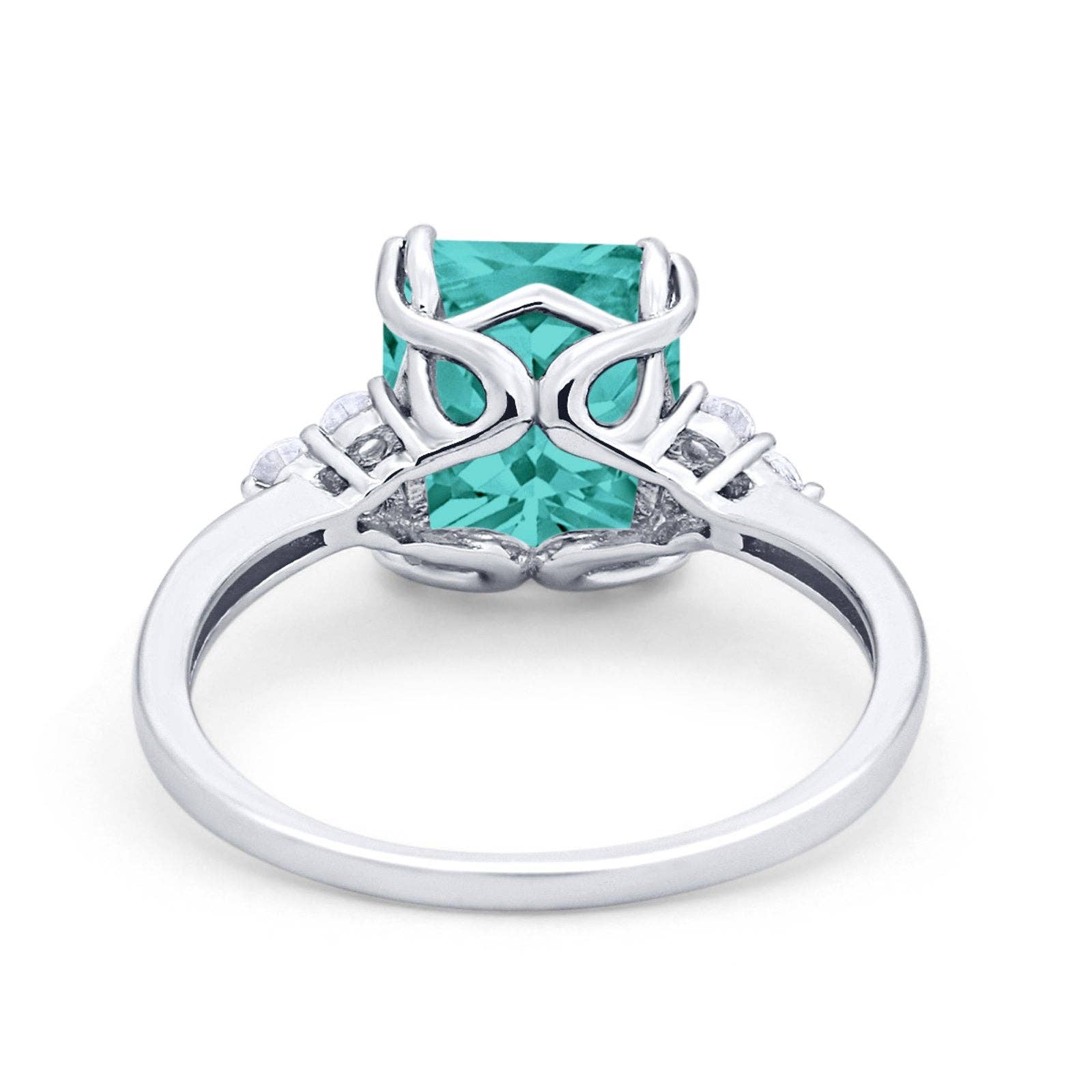 Art Deco Emerald Cut Wedding Ring Simulated Paraiba Tourmaline CZ for wholesale on Faire2