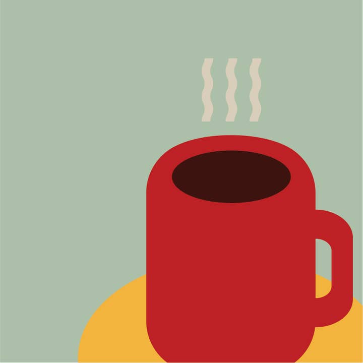 Impression d'art de tasse à café : Décor de cuisine moderne du milieu du siècle 10x10 pour la vente par Jenna Smith