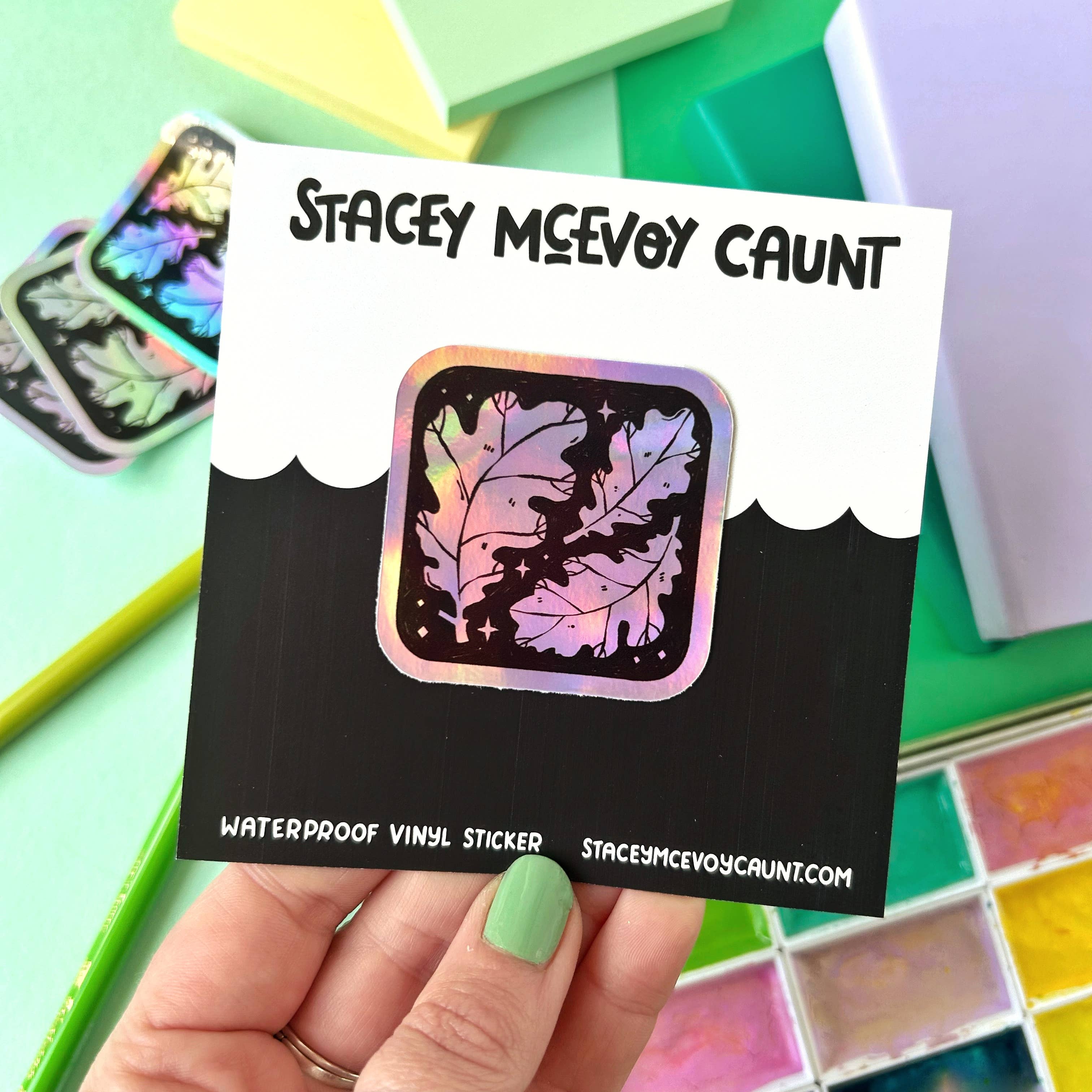 Stacey McEvoy Caunt - Wholesale Sticker - Oak Leaf Holographic Sticker1