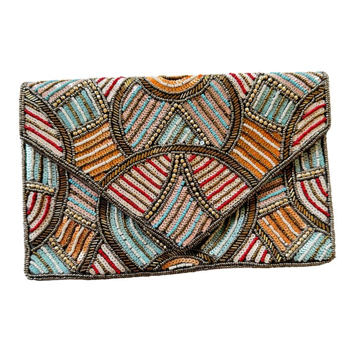 Geometric Wave – Beaded Art Deco Clutch for wholesale by VANI TRAPANI