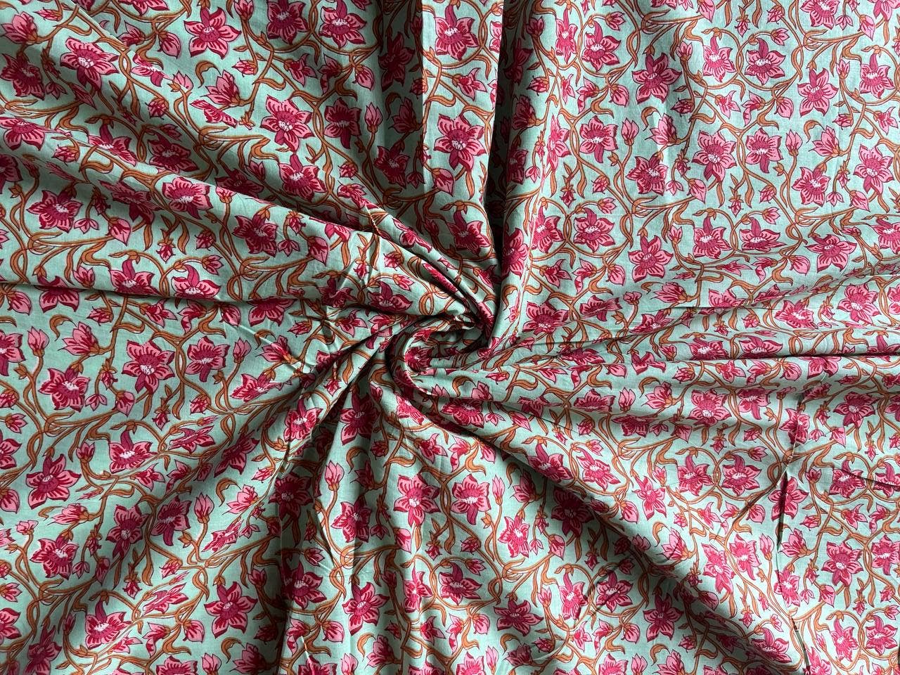 Bhawana Handicrafts - Venta al por mayor Pinturas para tela - Tela pequeña con estampado floral, tela Jaipuri india de algodón0