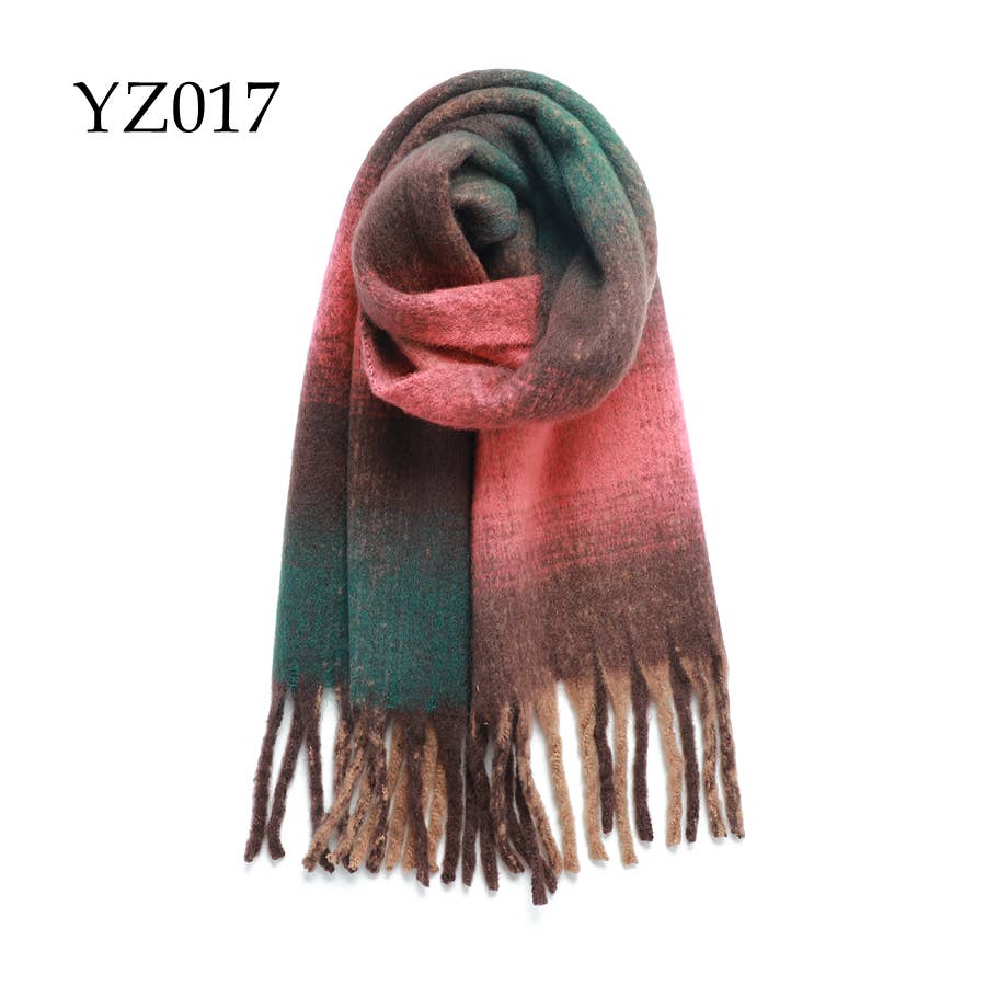 Adorro - Wholesale Scarf - Women's - Soft Chunky Oblong Multi Color Plaid Fleece Scarf4